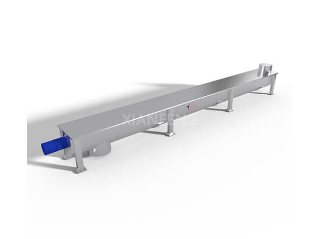 Horizontal Screw Conveyor 3D Rendering - For Long-Distance Continuous Transfer of Bulk Granules/Powders