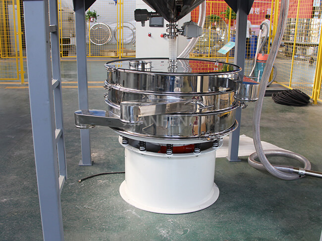 Circular Vibrating Screen with Vacuum Feeder - Real Shot of Stainless Steel Sieving & Feeding Complete Set