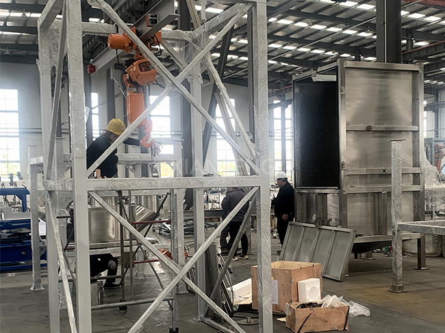 Side View of Bulk Bag Discharge Equipment in Plant - Static Shot