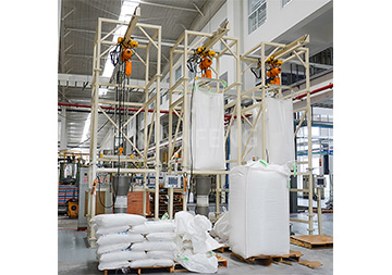 Three dual-purpose open big bag feeding stations for on-site application of 50 kg small bags and big bags