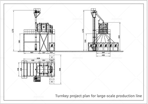 Composite square swing screen with bucket elevator production line drawing